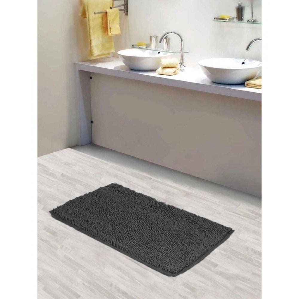 Fashion Solid Polyester Bathmat (Dark Grey)