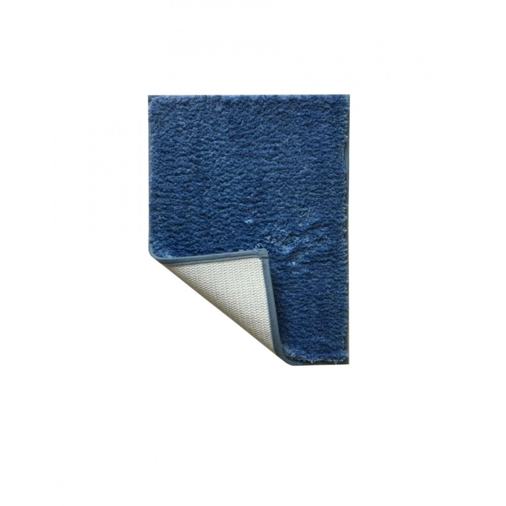 Fashion Solid Polyester Bathmat (Blue)