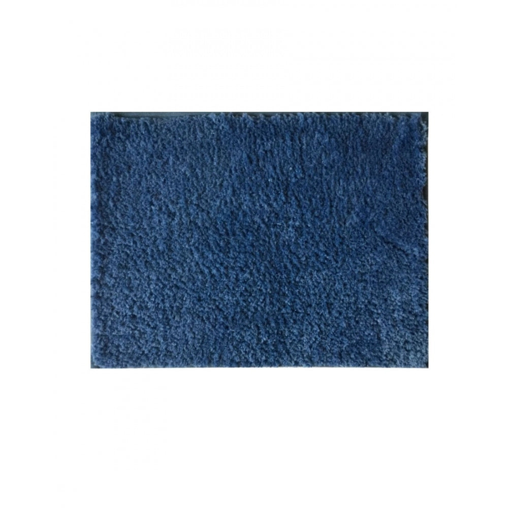 Fashion Solid Polyester Bathmat (Blue)