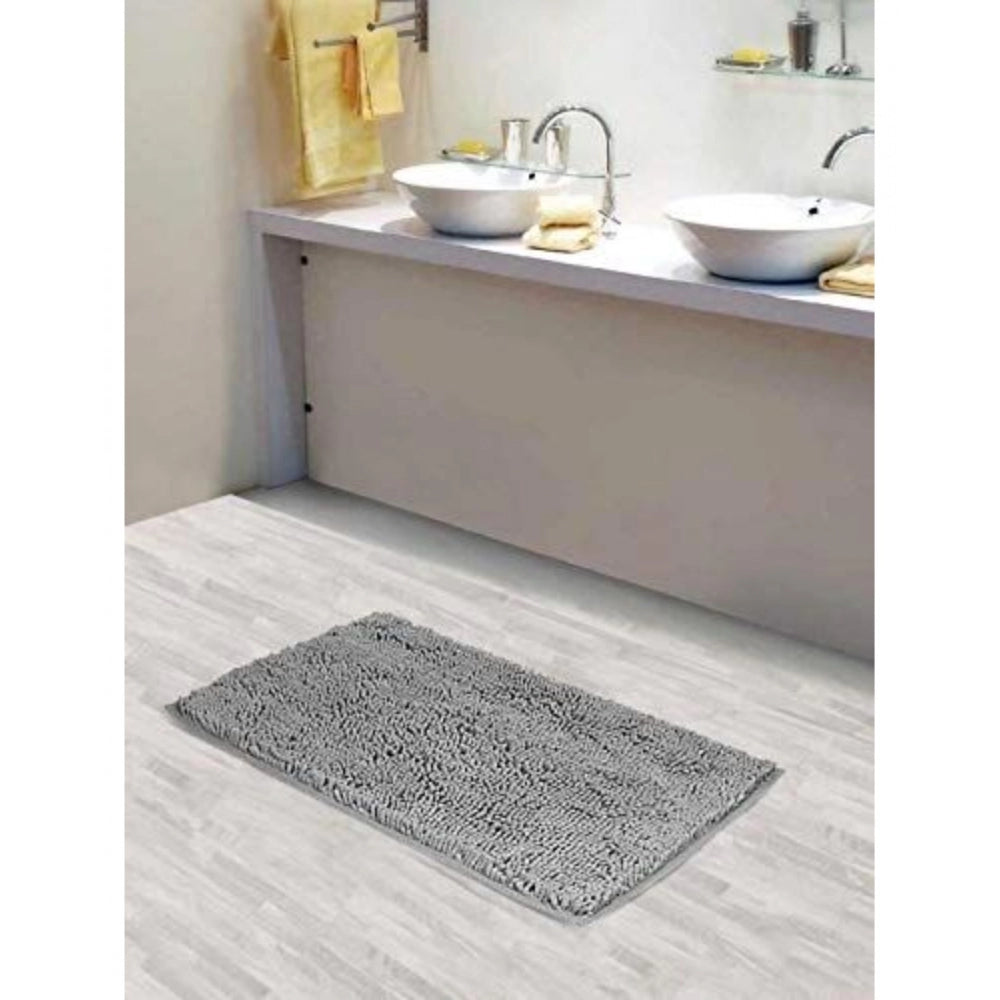 Fashion Solid Polyester Bathmat (Grey)