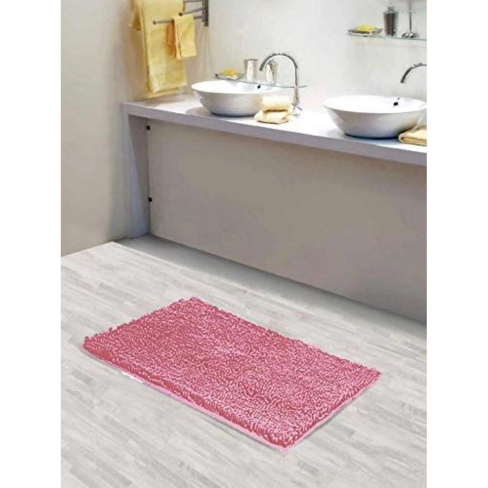 Fashion Solid Polyester Bathmat (Pink)