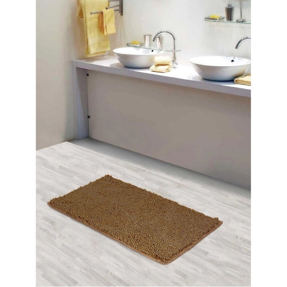 Fashion Solid Polyester Bathmat (Beige)