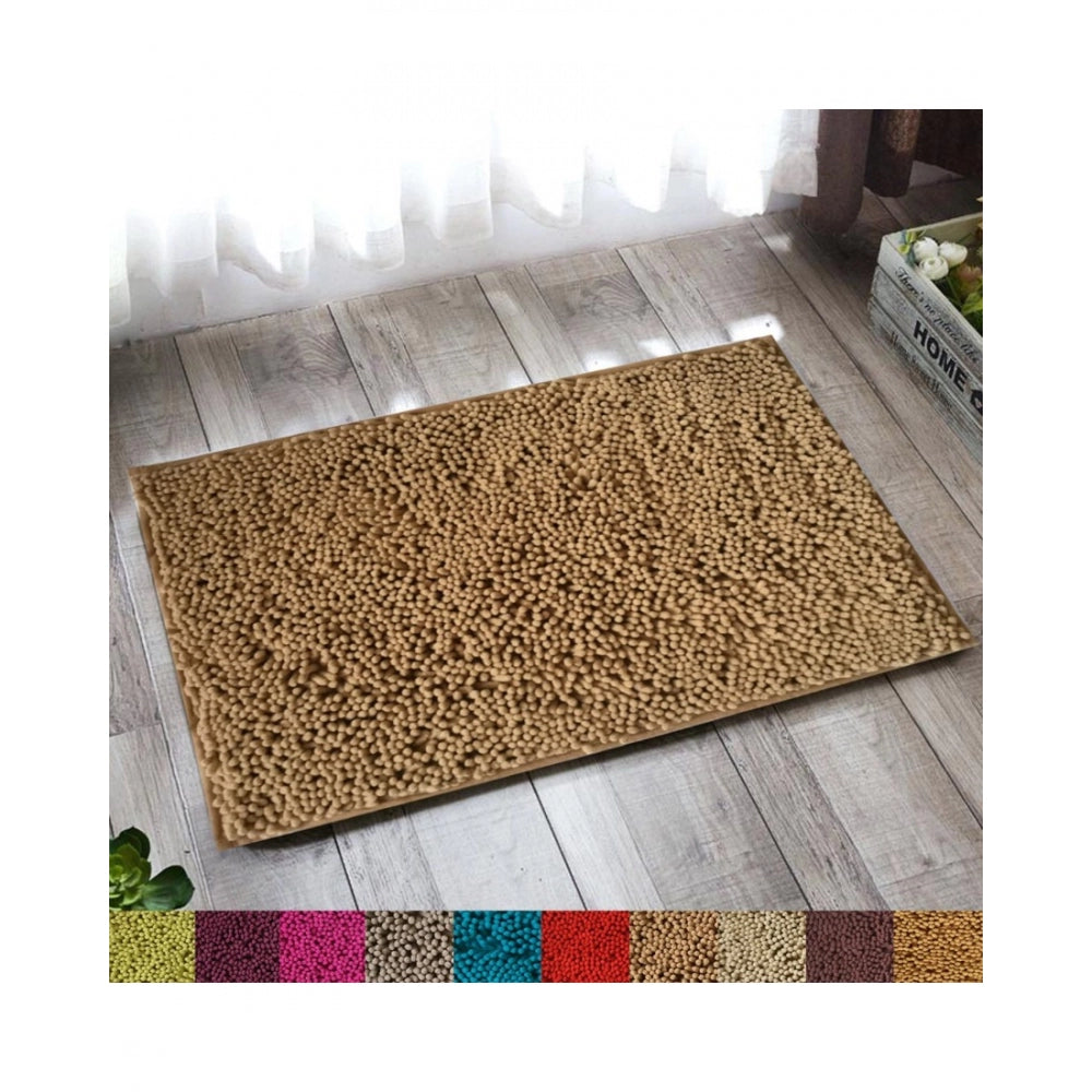 Fashion Solid Polyester Bathmat (Beige)