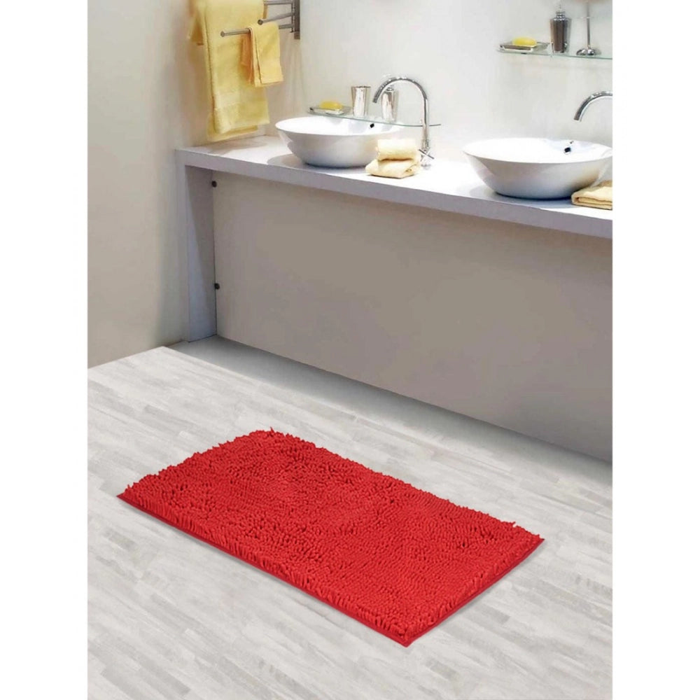 Fashion Solid Polyester Bathmat (Red)