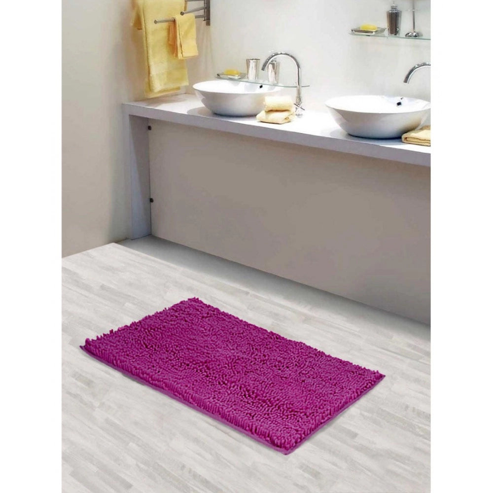 Fashion Solid Polyester Bathmat (Pink)