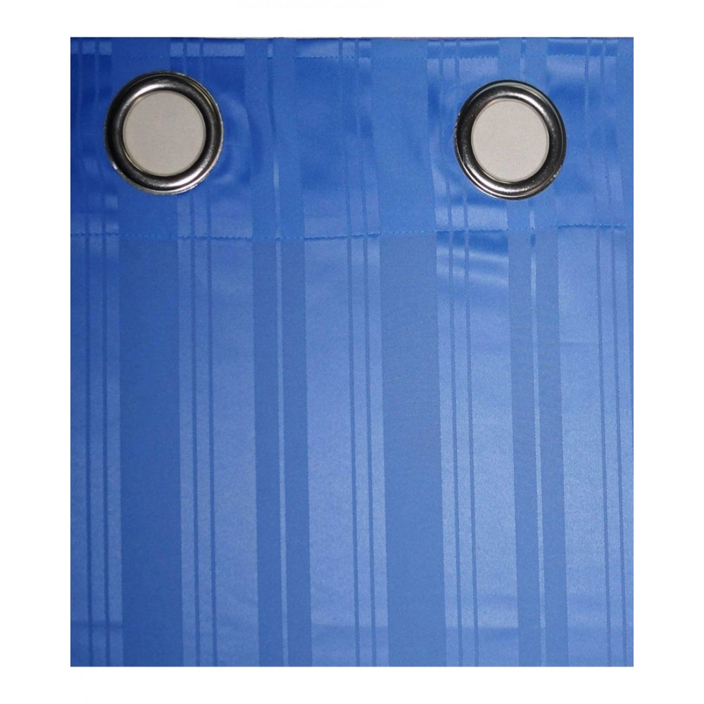 Amfyn Striped Polyester Plain Shower Curtains with Metal Eyelets (Blue)