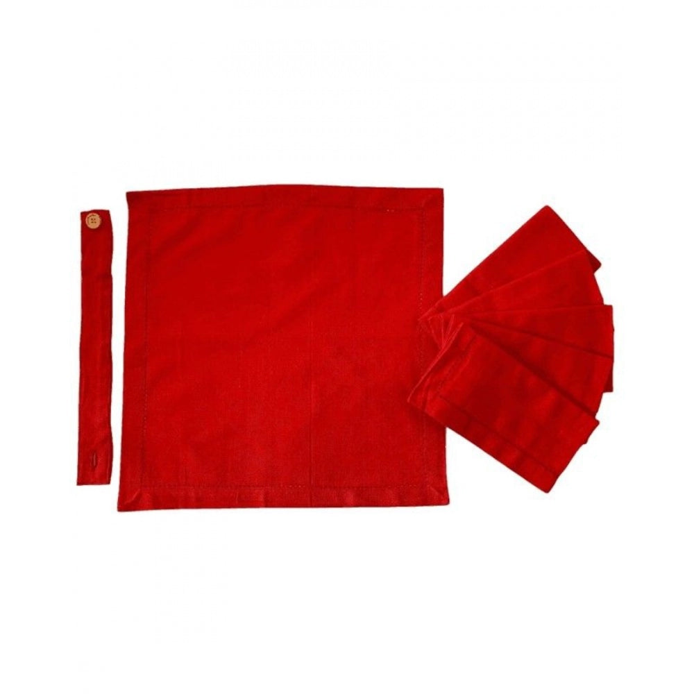 Amfyn Solid Cotton Napkins Sets (Red)