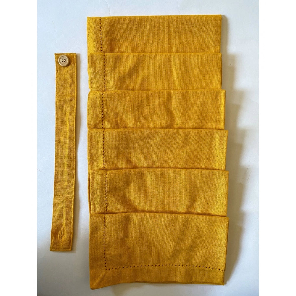 Amfyn Solid Cotton Napkins Sets (Yellow)