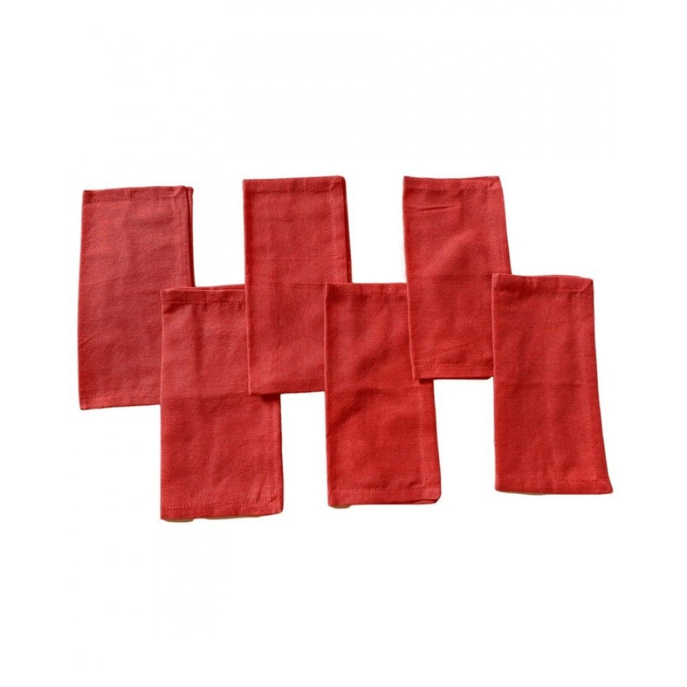 Amfyn Solid Cotton Napkins Sets (Dark Pink)