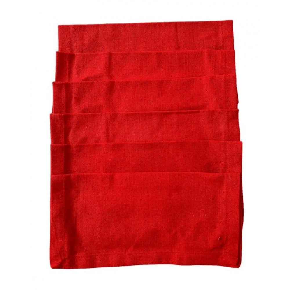 Amfyn Solid Cotton Napkins Sets (Red)