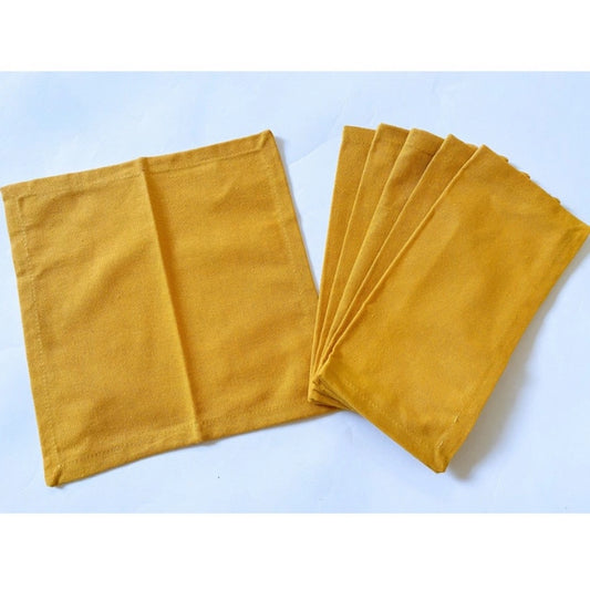 Amfyn Solid Cotton Napkins Sets (Yellow)