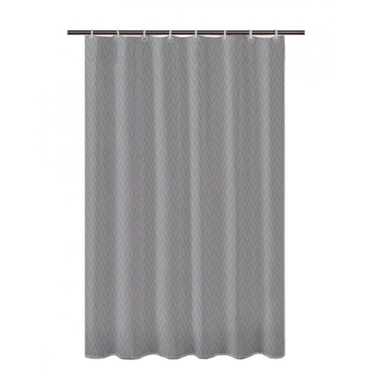 Amfyn Waves Polyester Plain Shower Curtains with Plastic Eyelets (Dark Grey)