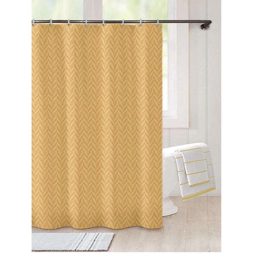 Amfyn Waves Polyester Plain Shower Curtains with Plastic Eyelets (Beige)