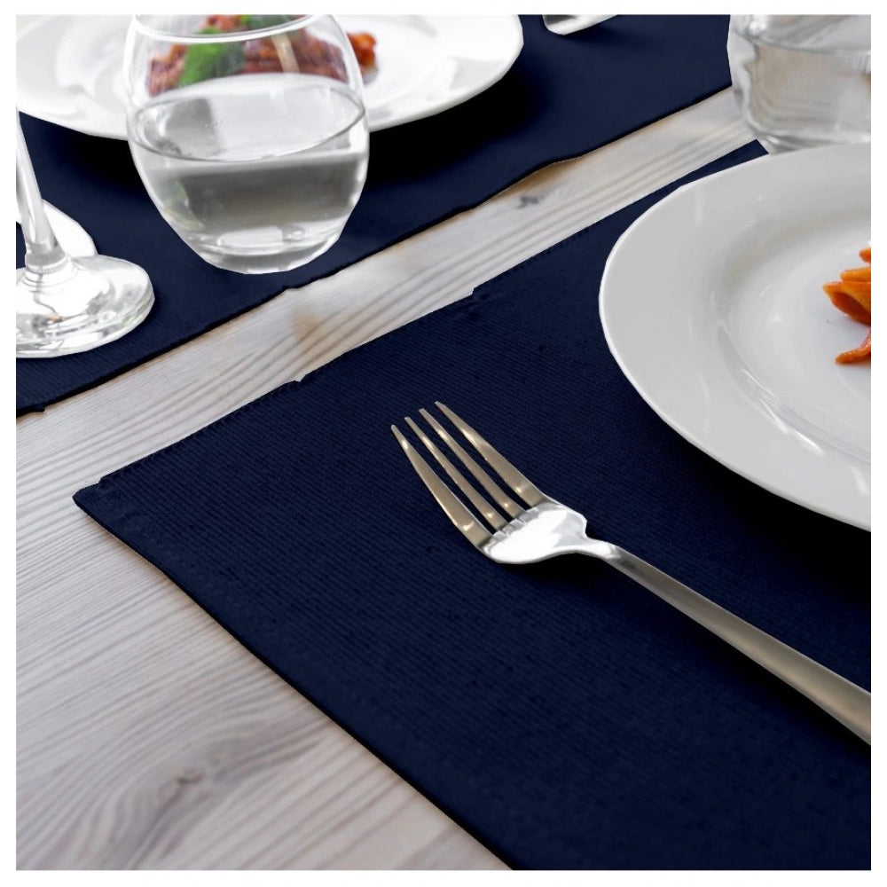 Amfyn Ribbed Cotton Place Mats Sets (Navy Blue)