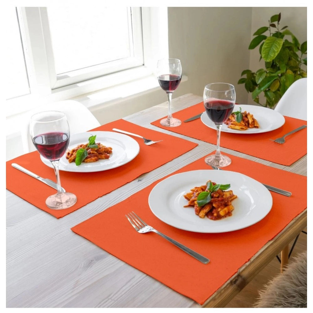 Amfyn Ribbed Cotton Place Mats Sets (Orange)