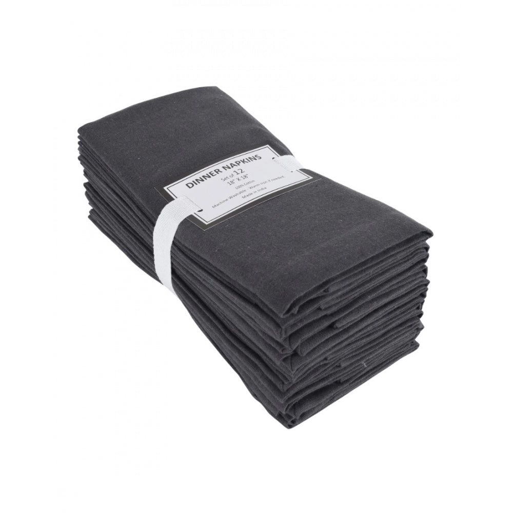 Amfyn Solid Cotton Napkins Sets (Steel Grey)