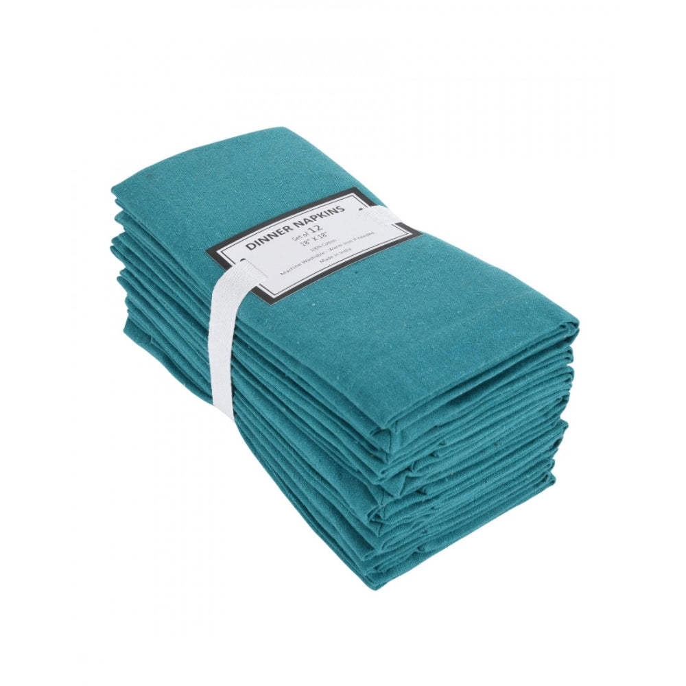 Amfyn Solid Cotton Napkins Sets (Turquoise Blue)