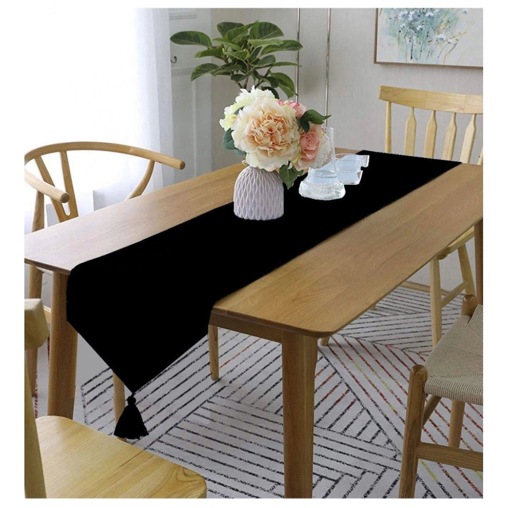 Amfyn Solid Cotton Table Runners (Black)