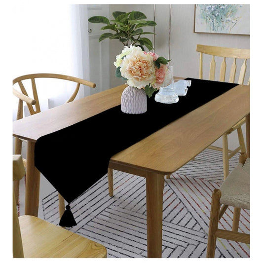 Amfyn Solid Cotton Table Runners (Black)