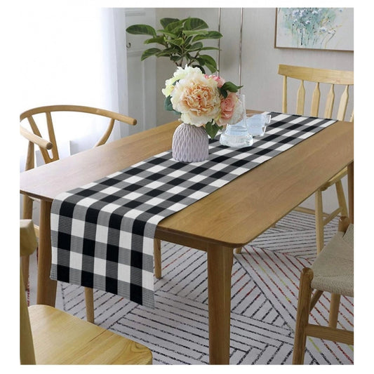 Amfyn Checked Cotton Table Runners (Black)
