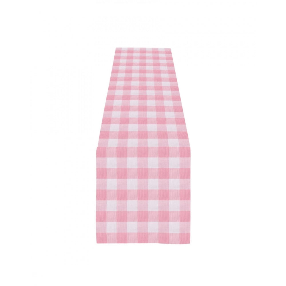 Amfyn Checked Cotton Table Runners (Baby Pink)