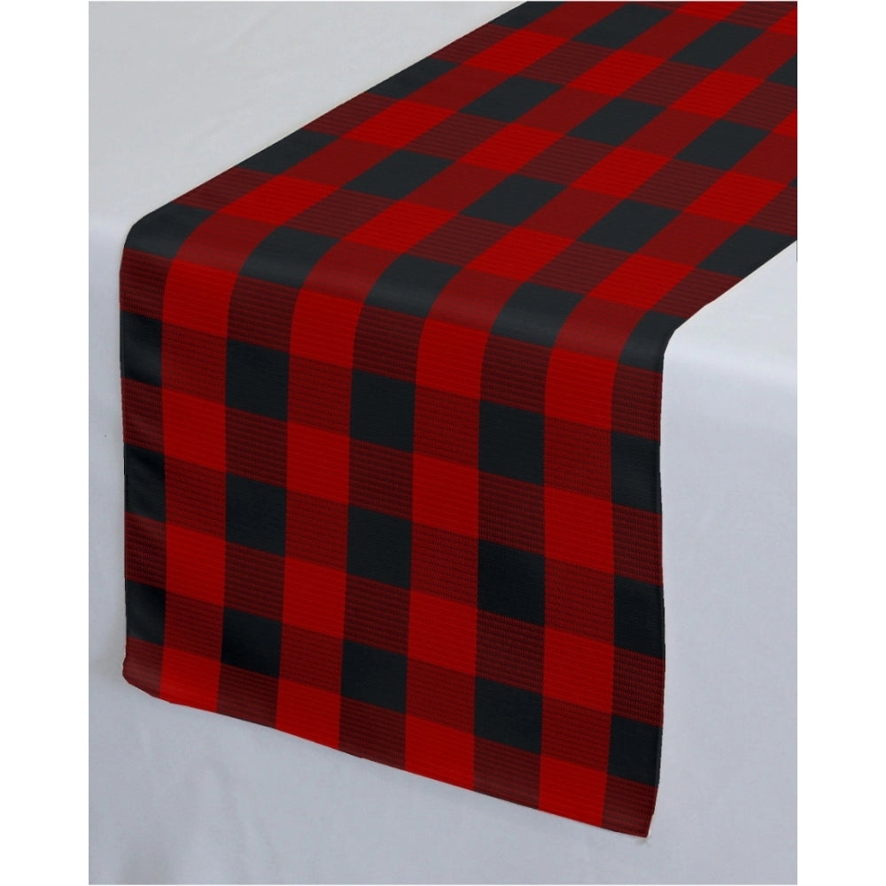 Amfyn Checked Cotton Table Runners (Red &amp; Black)