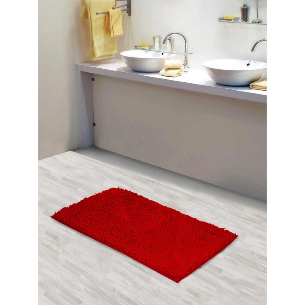Fashion Solid Polyester Bathmat (Red)