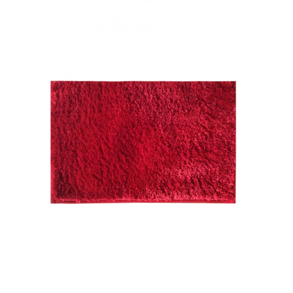 Fashion Solid Polyester Bathmat (Red)