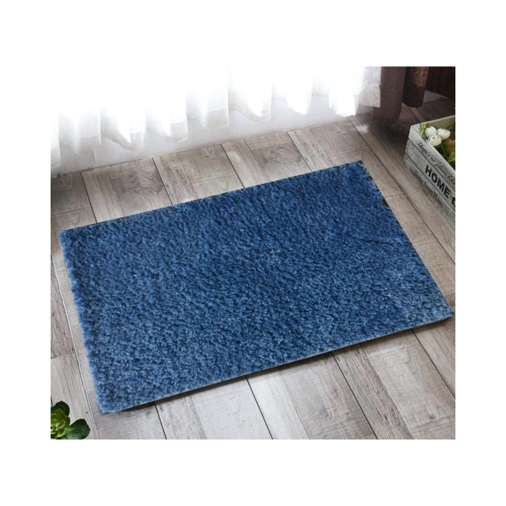 Fashion Solid Polyester Bathmat (Blue)