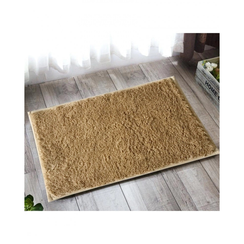 Fashion Solid Polyester Bathmat (Beige)