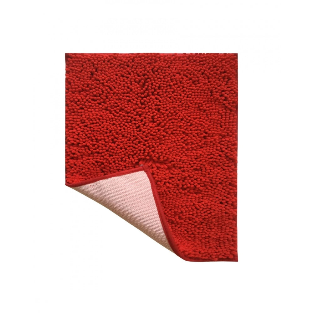 Fashion Solid Polyester Bathmat (Red)