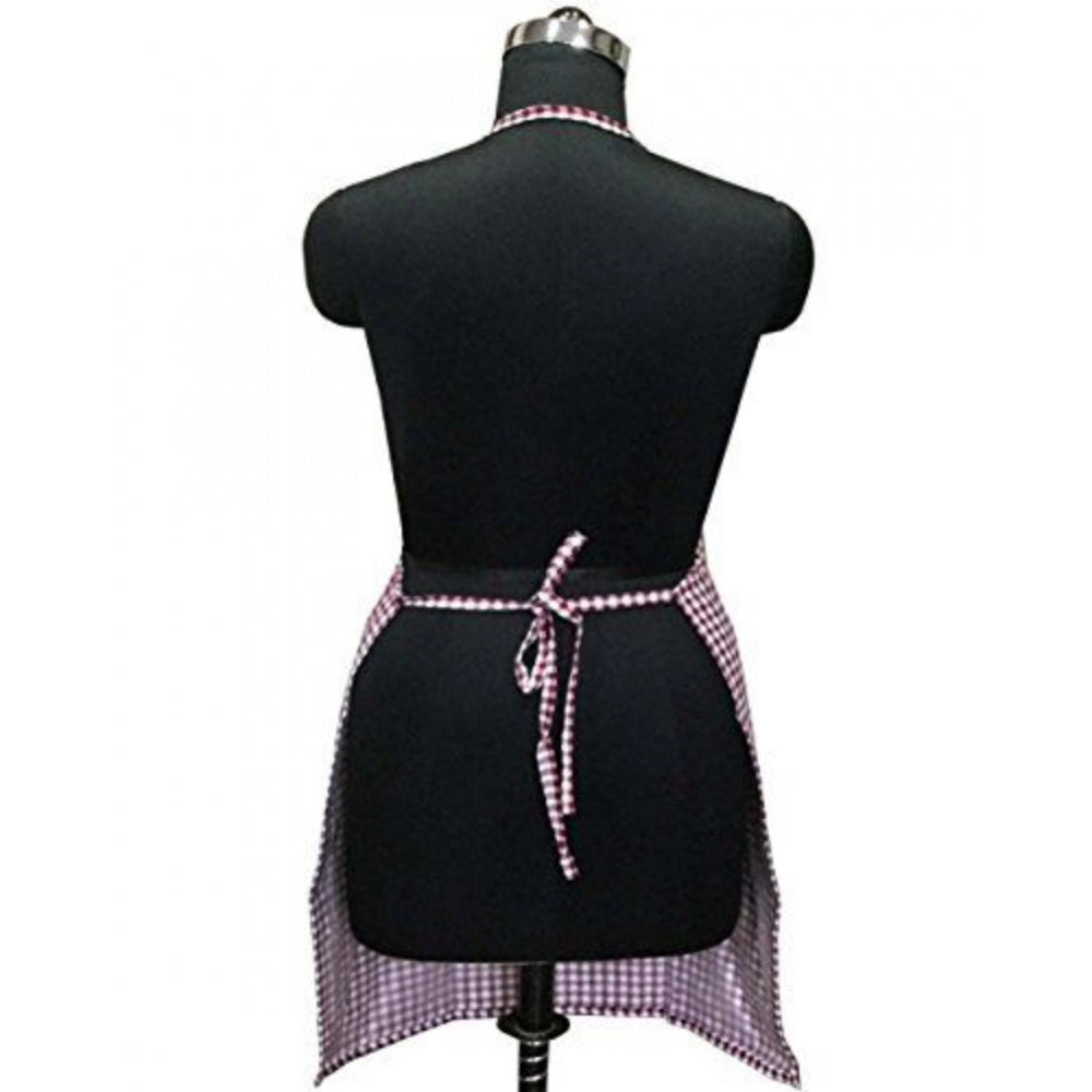 Fashion Checkered Cotton Aprons (Maroon)