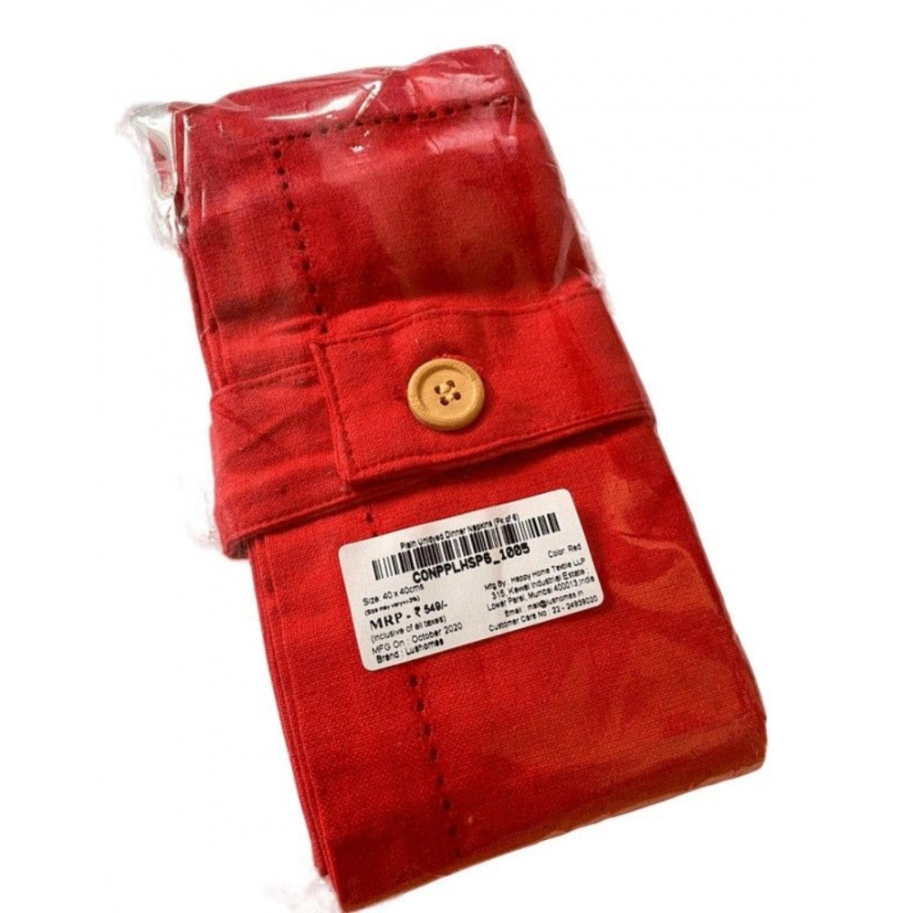 Amfyn Solid Cotton Napkins Sets (Red)