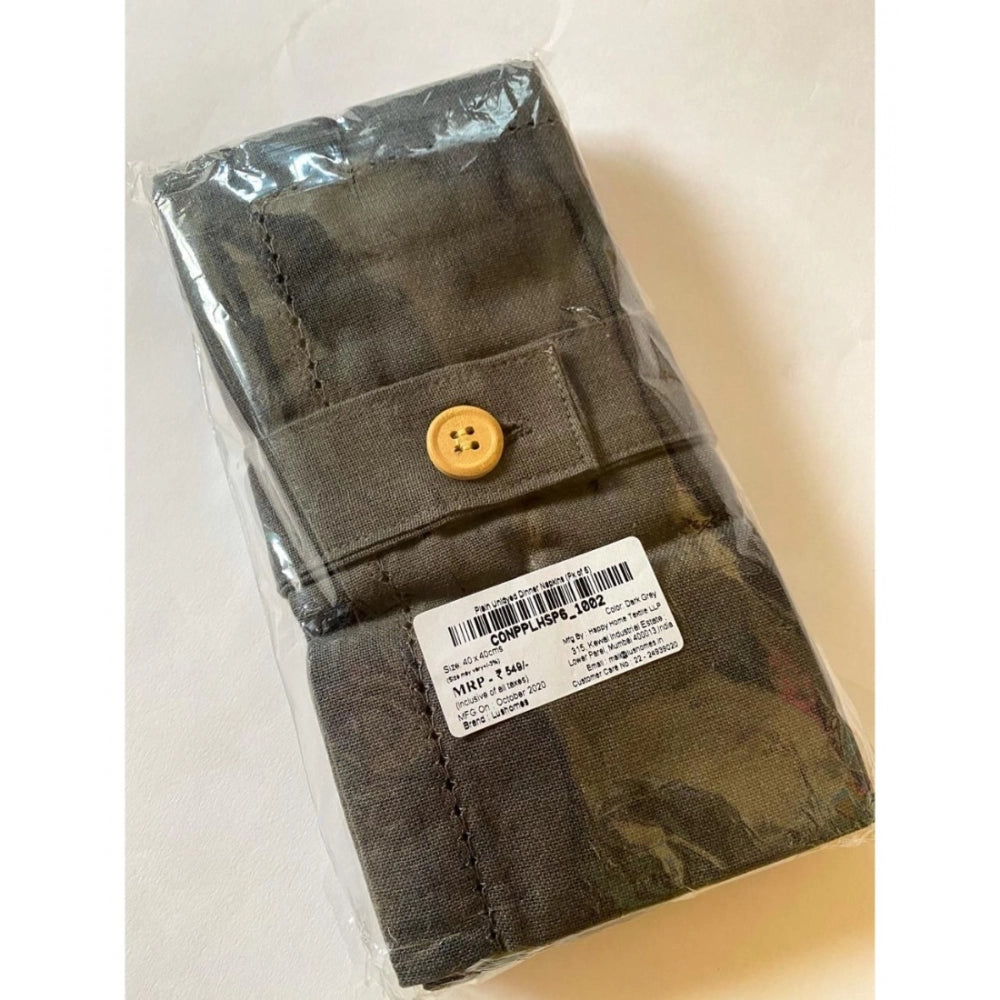Amfyn Solid Cotton Napkins Sets (Grey)
