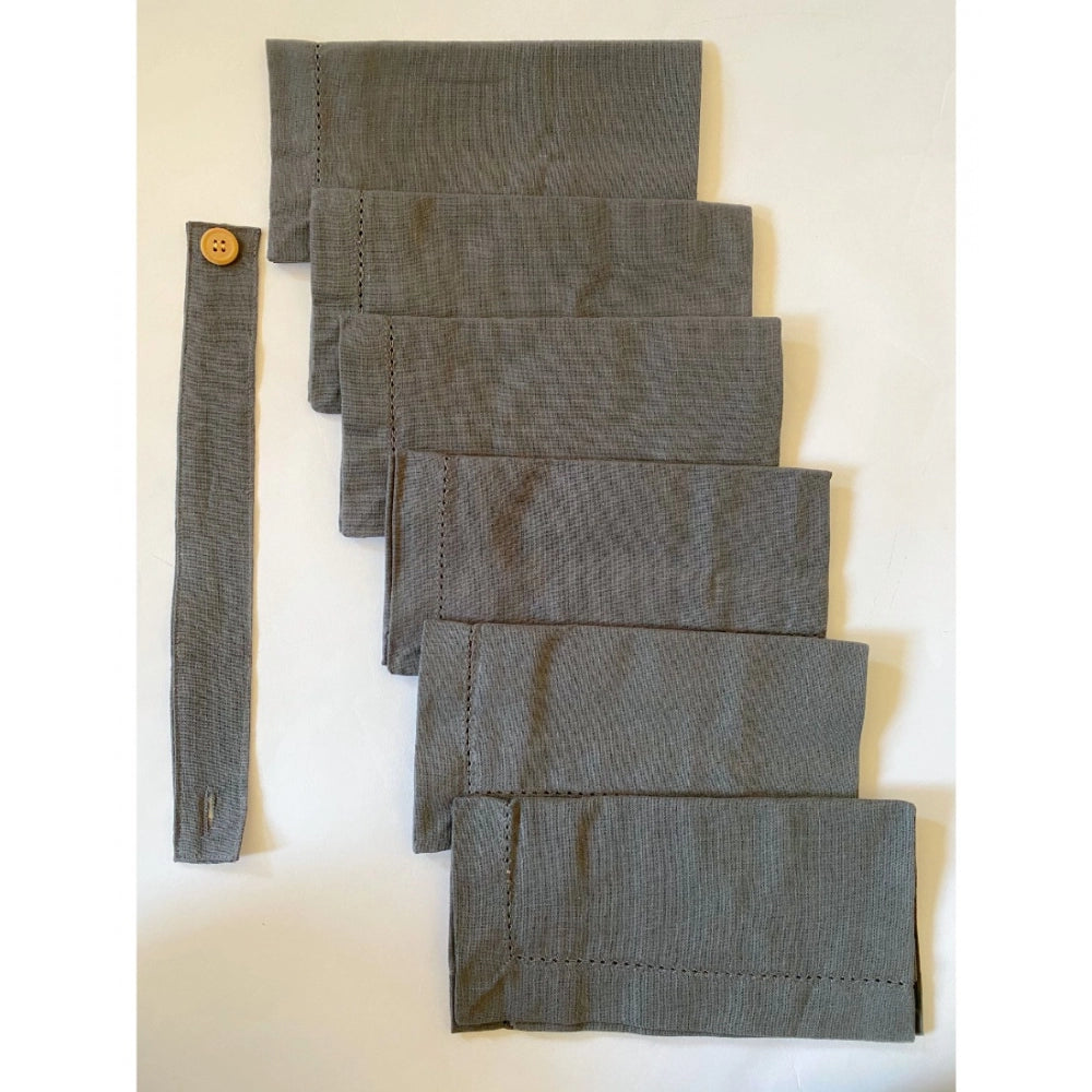 Amfyn Solid Cotton Napkins Sets (Grey)