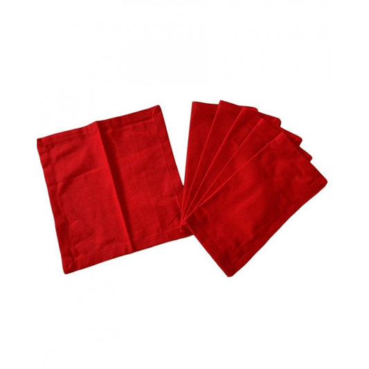 Amfyn Solid Cotton Napkins Sets (Red)
