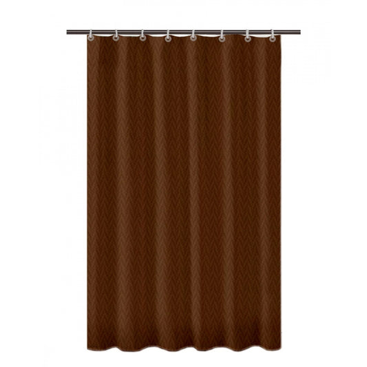 Amfyn Waves Polyester Plain Shower Curtains with Plastic Eyelets (Dark Brown)