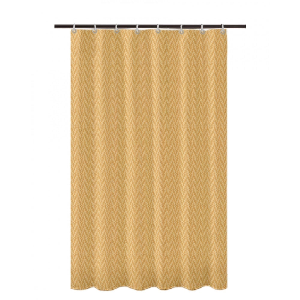 Amfyn Waves Polyester Plain Shower Curtains with Plastic Eyelets (Beige)