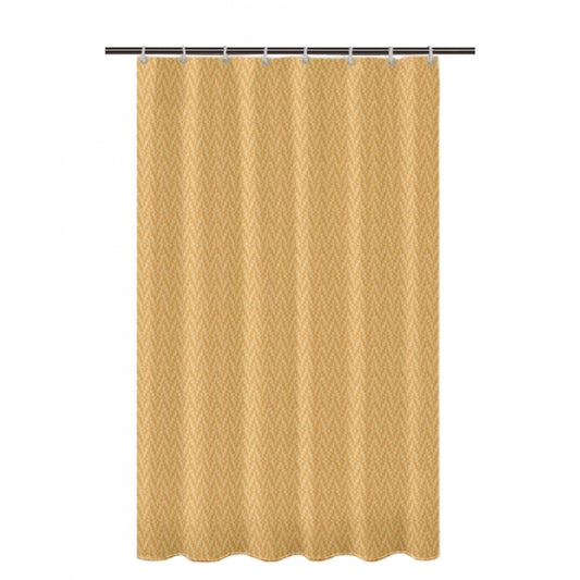 Amfyn Waves Polyester Plain Shower Curtains with Plastic Eyelets (Beige)