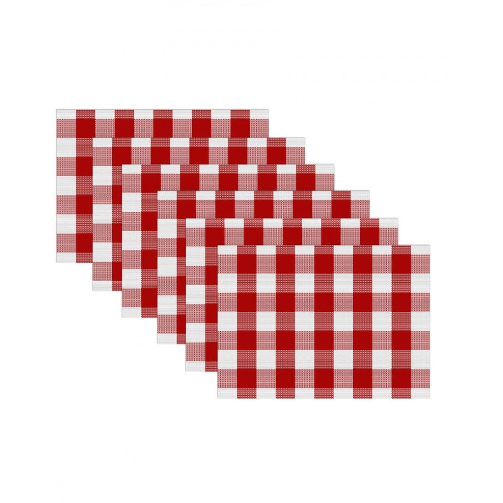 Fashion Checkered Cotton Place Mats Sets (Red &amp; White)