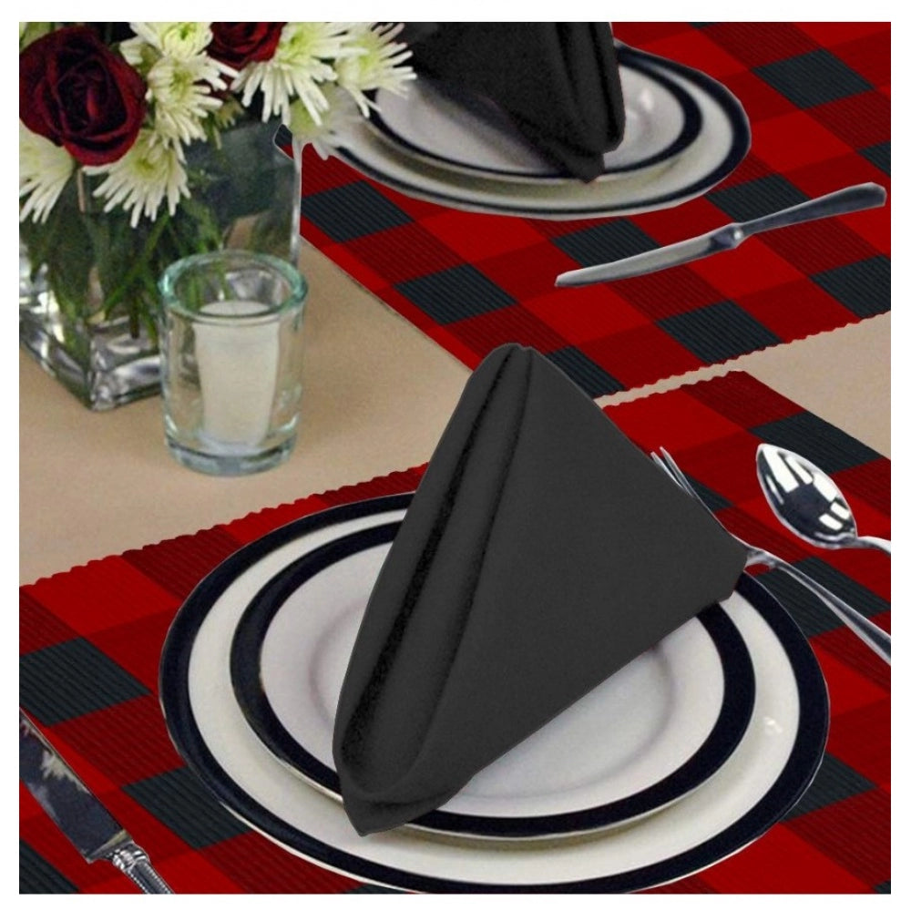 Amfyn Checked Cotton Place Mats Sets (Red &amp; Black)