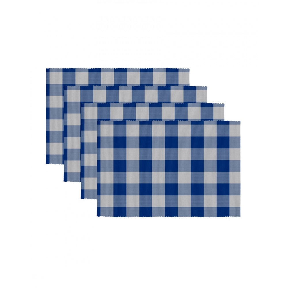 Amfyn Checked Cotton Place Mats Sets (Royal Blue)
