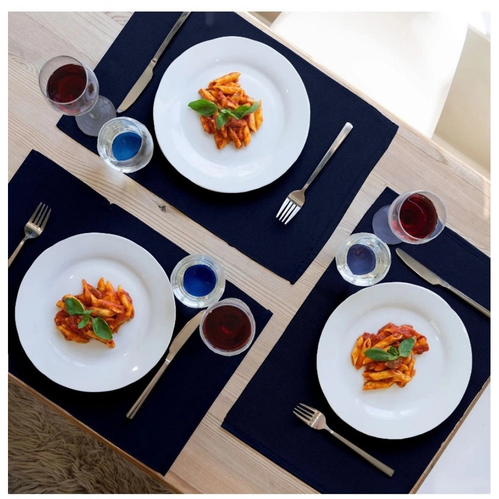 Amfyn Ribbed Cotton Place Mats Sets (Navy Blue)