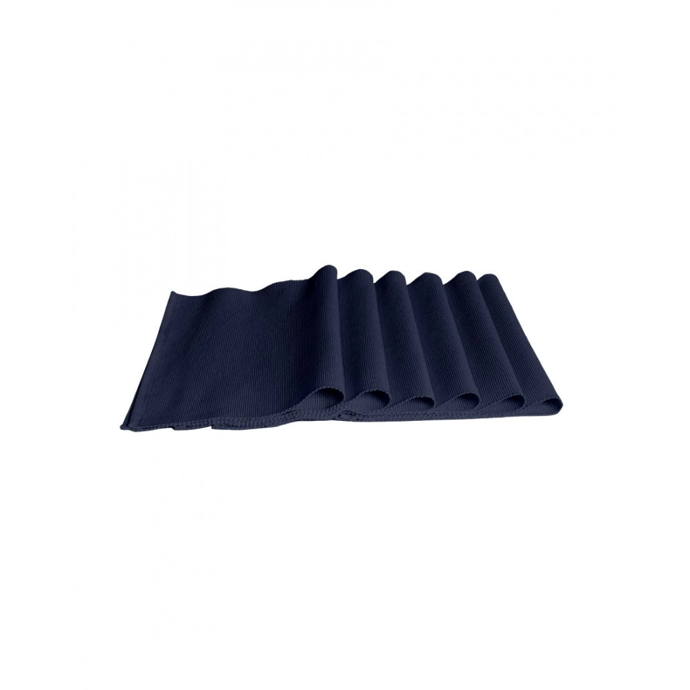 Amfyn Ribbed Cotton Place Mats Sets (Navy Blue)