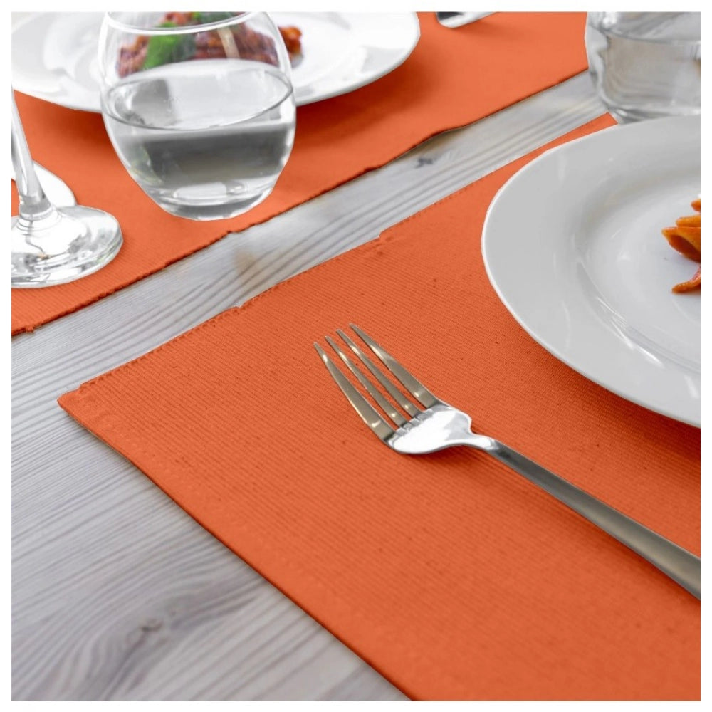 Amfyn Ribbed Cotton Place Mats Sets (Orange)