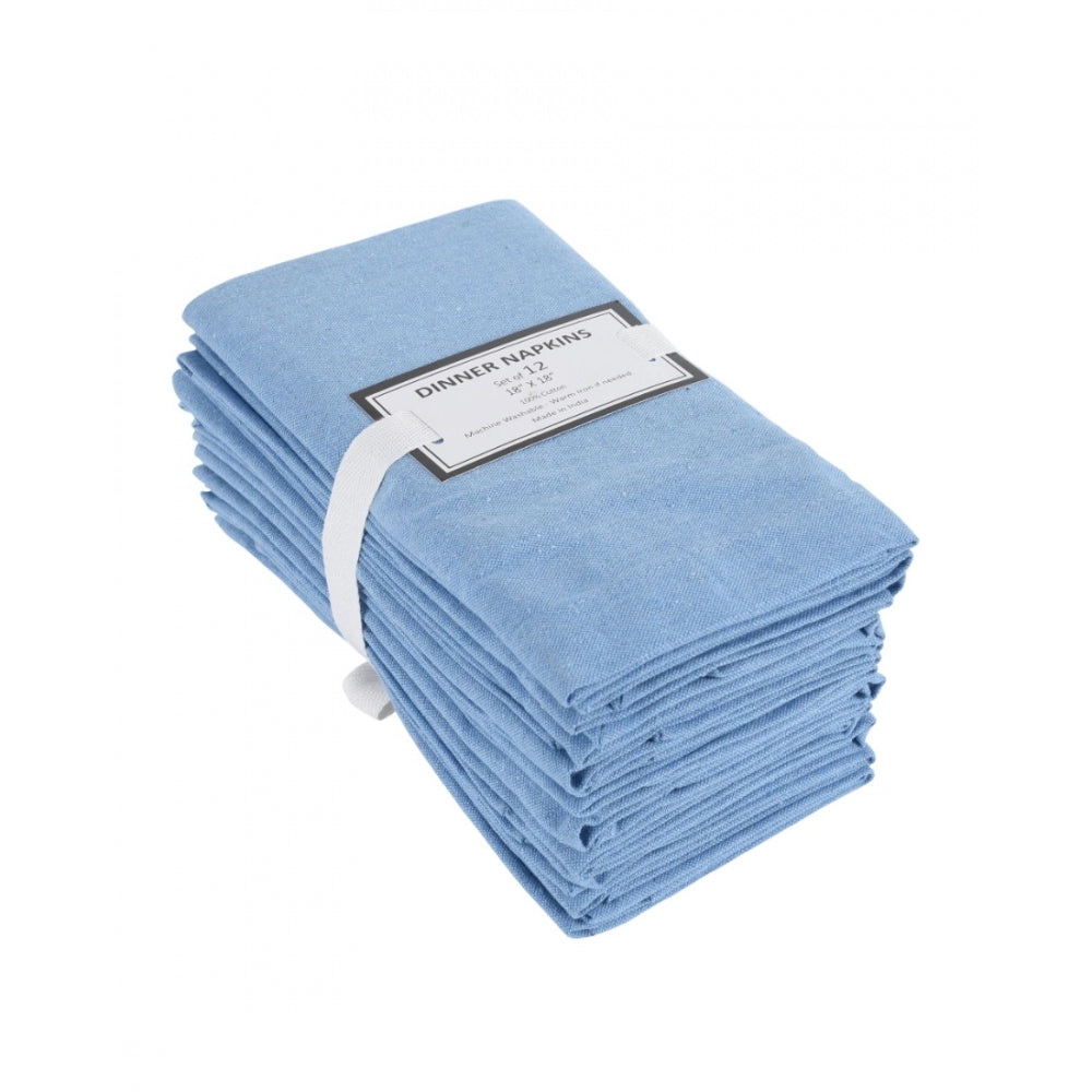 Amfyn Solid Cotton Napkins Sets (Sky Blue)