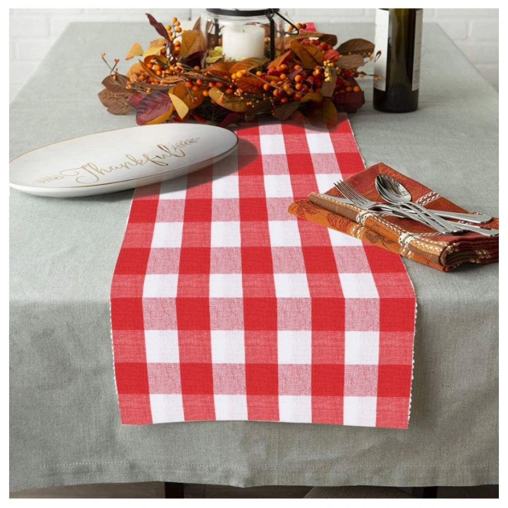 Amfyn Checked Cotton Table Runners (Red)