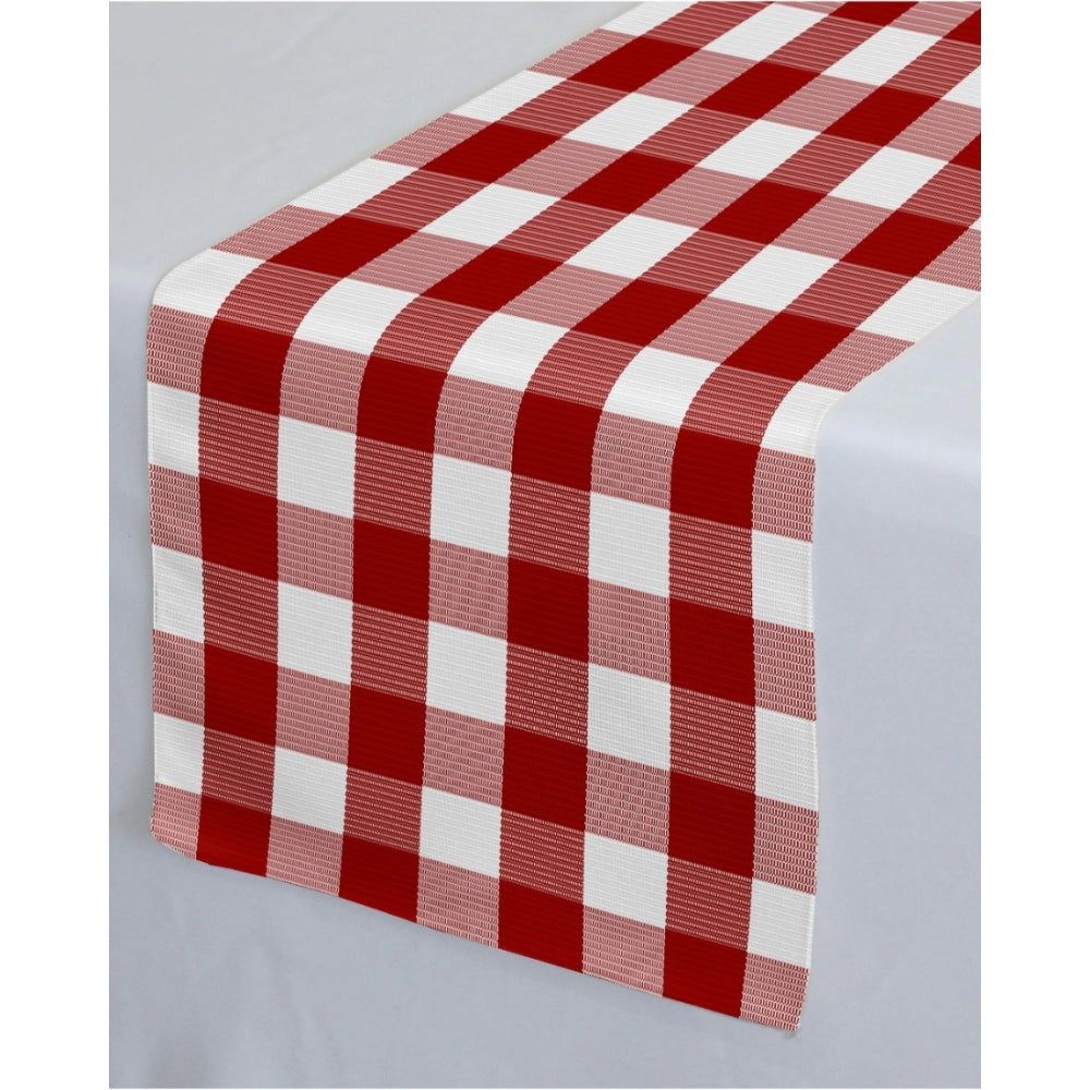 Amfyn Checked Cotton Table Runners (Red)