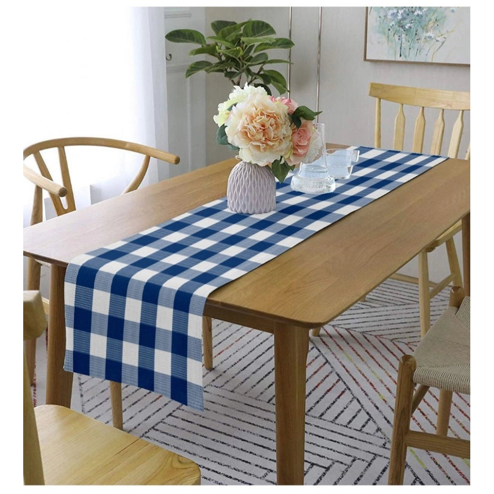 Amfyn Checked Cotton Table Runners (Royal Blue)