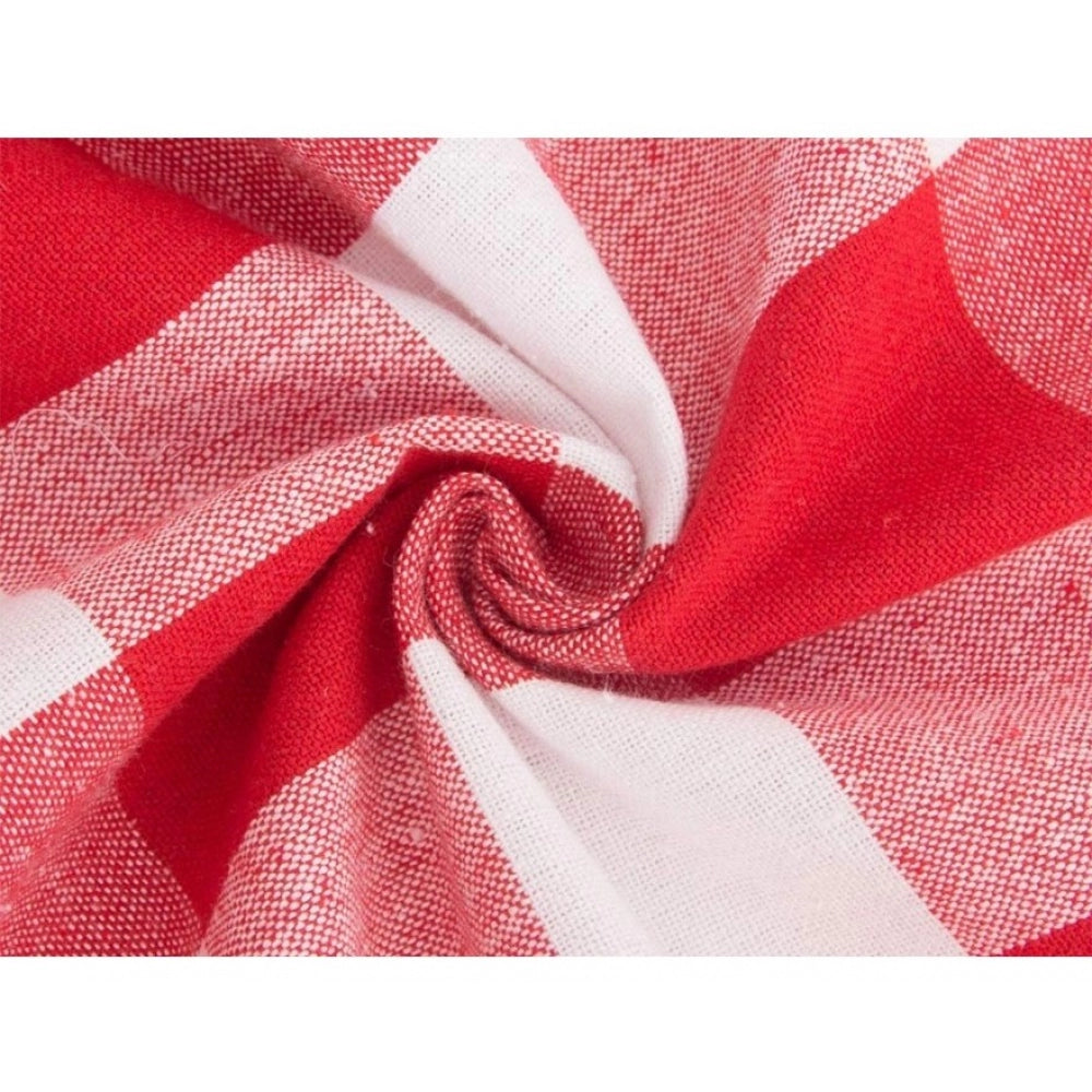 Amfyn Checked Cotton Checks Table Cloth (Red)